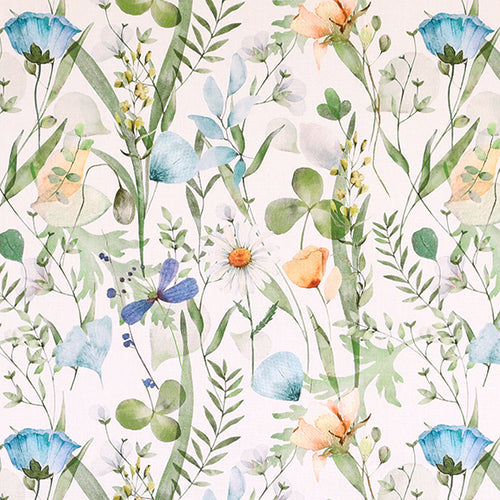 Linda Barker Alda 100% Cotton Fabric Blue