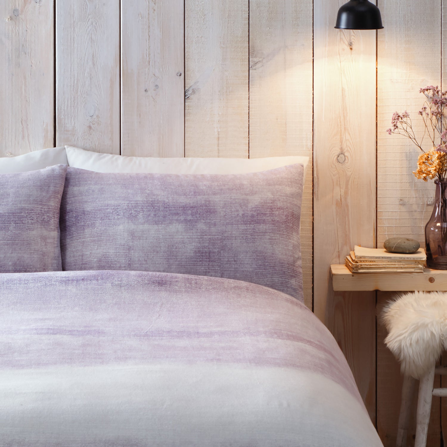 Appletree Hygge Anson Stripe Duvet Cover Bedding Set Mauve