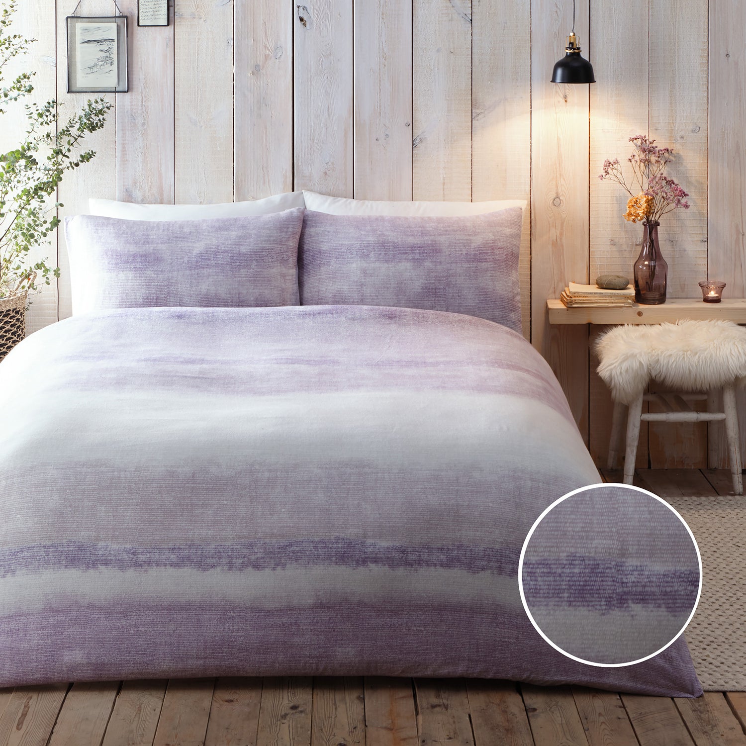 Appletree Hygge Anson Stripe Duvet Cover Bedding Set Mauve