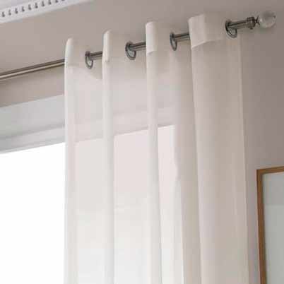 Plain Ring Top Ready Made Single Voile Curtain Ivory