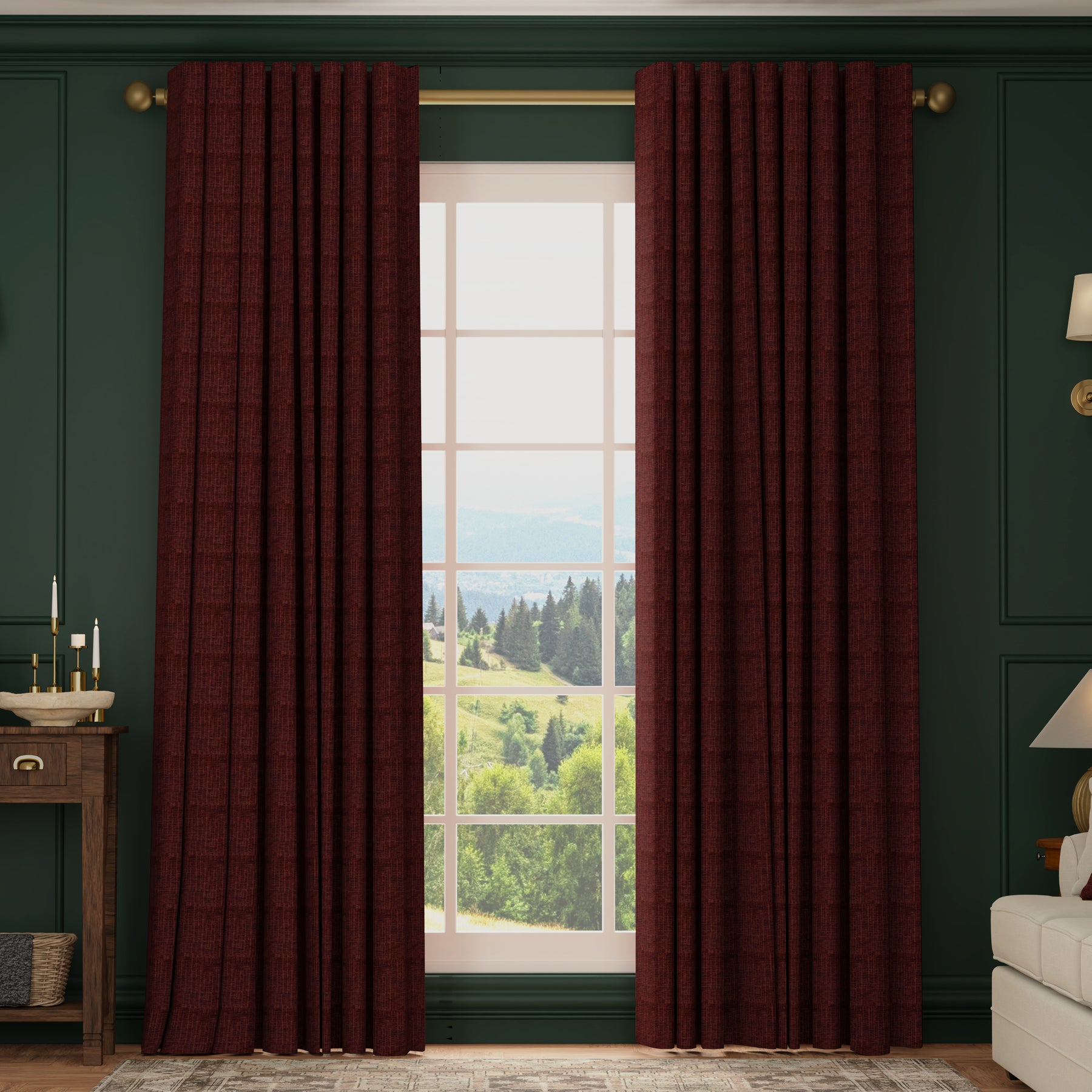 HOUSE Llewelyn-Bowen Ottoman Made To Measure Curtains Berry