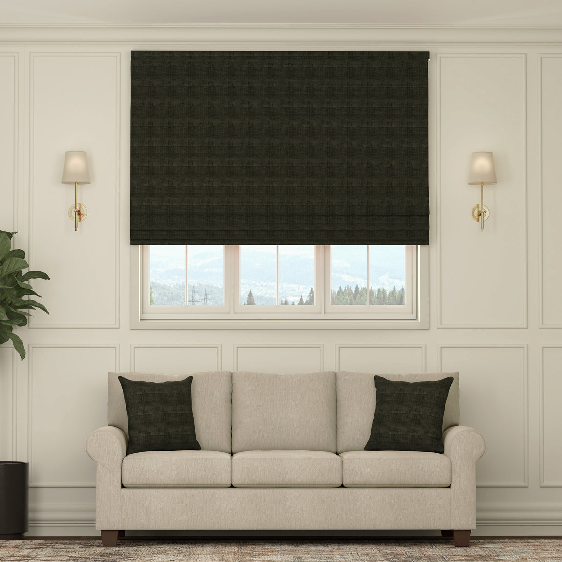 HOUSE Llewelyn-Bowen Ottoman Made To Measure Roman Blind Espresso