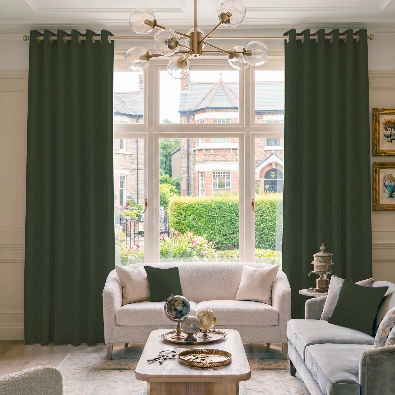HOUSE Llewelyn-Bowen Ottoman Made To Measure Curtains Moss