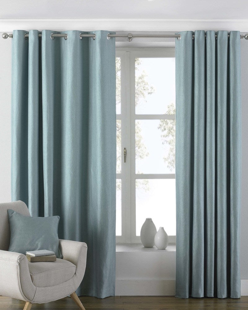 Atlantic Ready Made Lined Eyelet Curtains Duck Egg