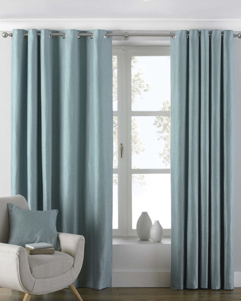 Atlantic Ready Made Lined Eyelet Curtains Duck Egg