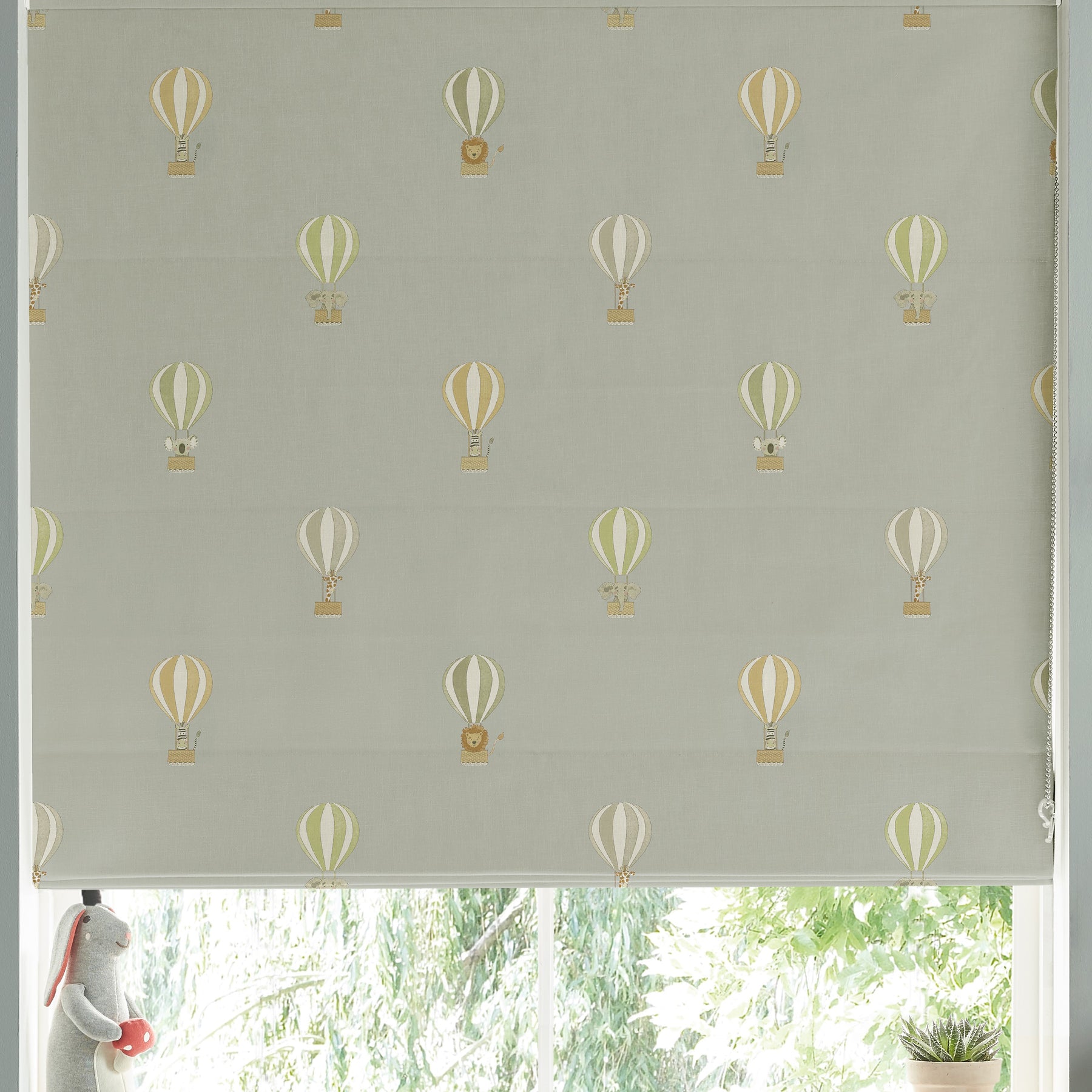 Sophie Allport Bears And Balloons Made To Measure Roman Blind Mint Grey