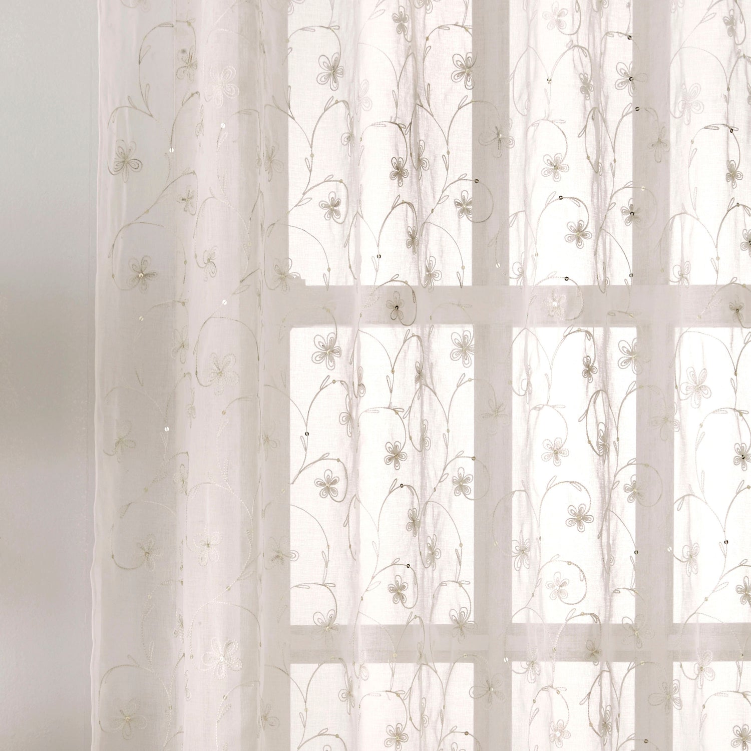Belle Slot Top Ready Made Single Voile Curtain Cream