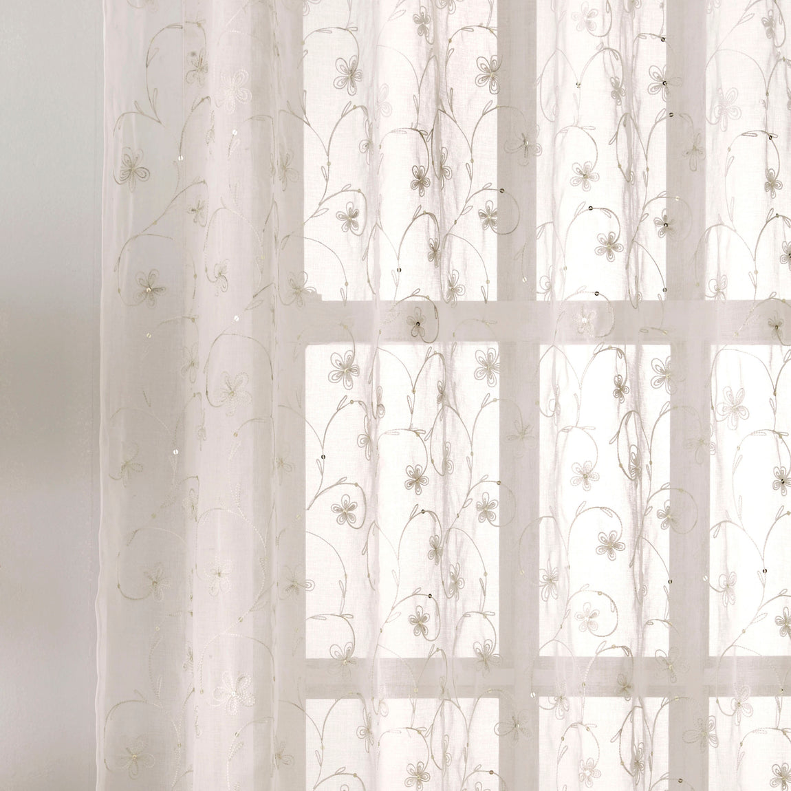 Belle Slot Top Ready Made Single Voile Curtain Cream
