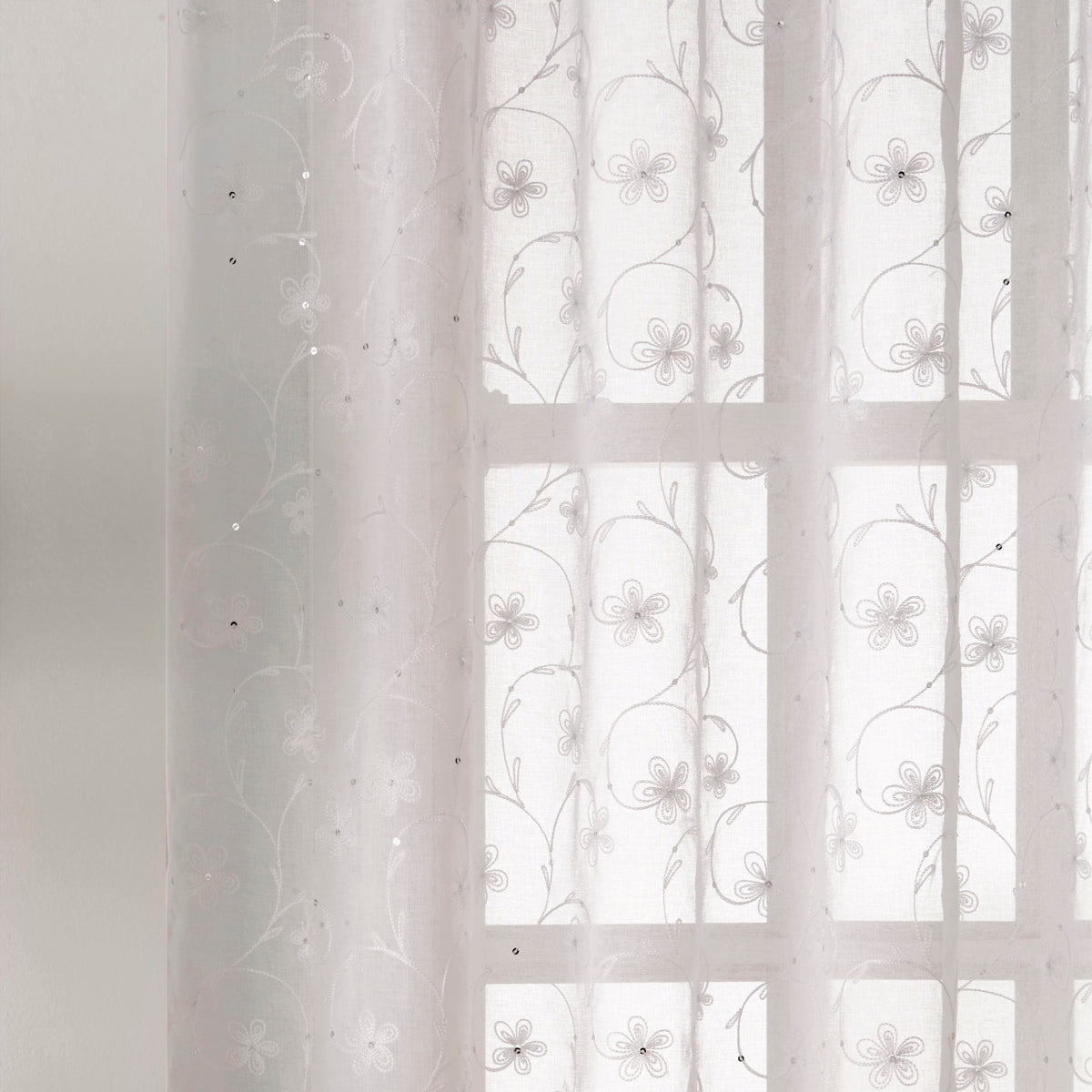 Belle Slot Top Ready Made Single Voile Curtain White