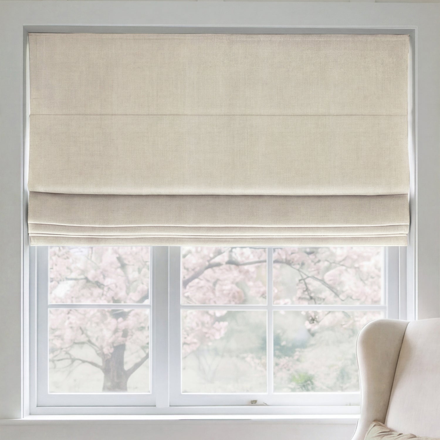 ANTE DECOR Chelsea Chenille Made To Measure Roman Blind Beige