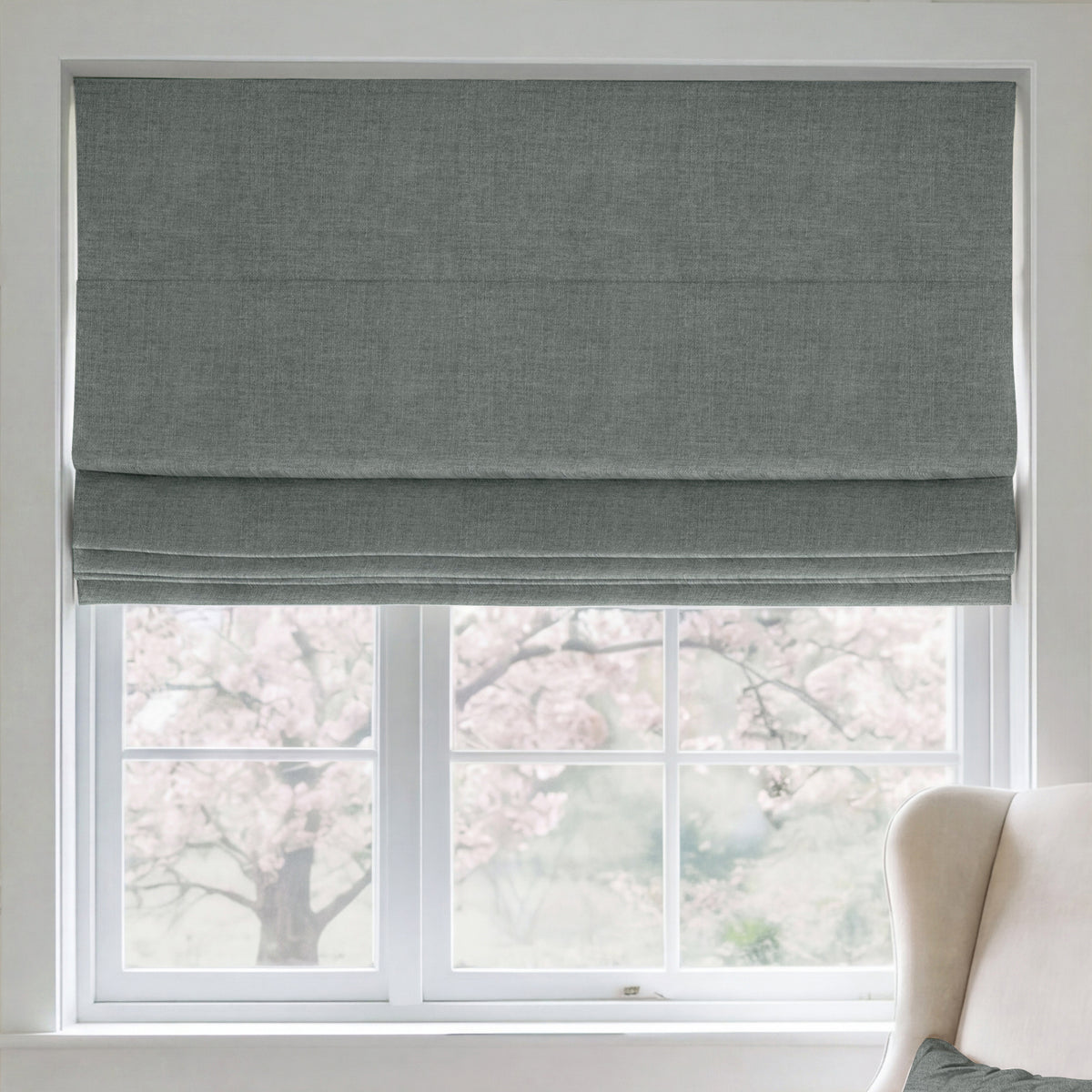 ANTE DECOR Chelsea Chenille Made To Measure Roman Blind Graphite