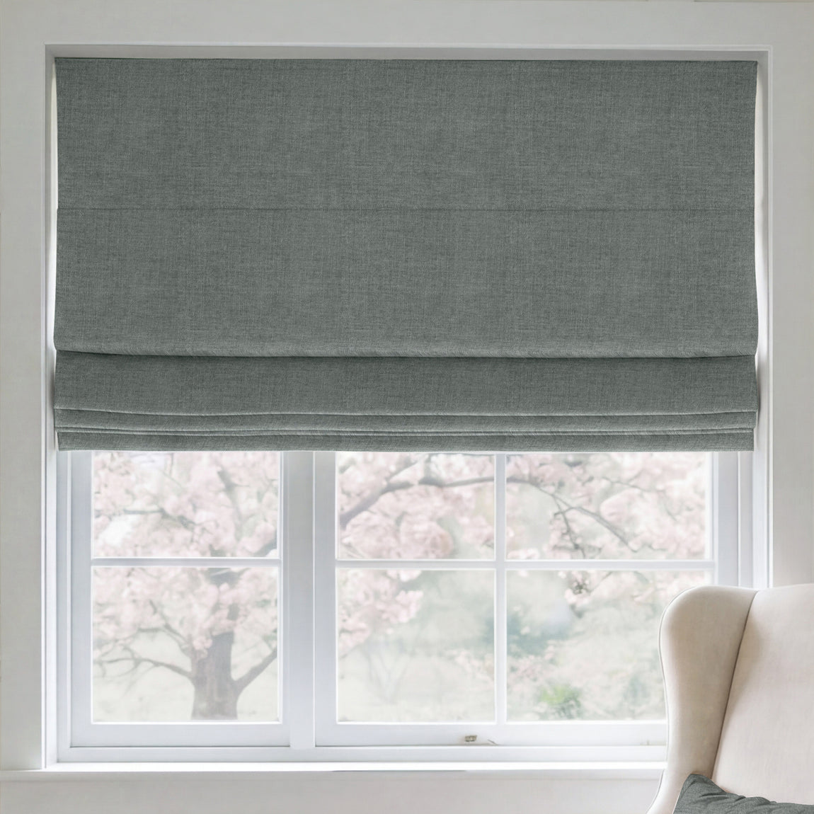ANTE DECOR Chelsea Chenille Made To Measure Roman Blind Graphite
