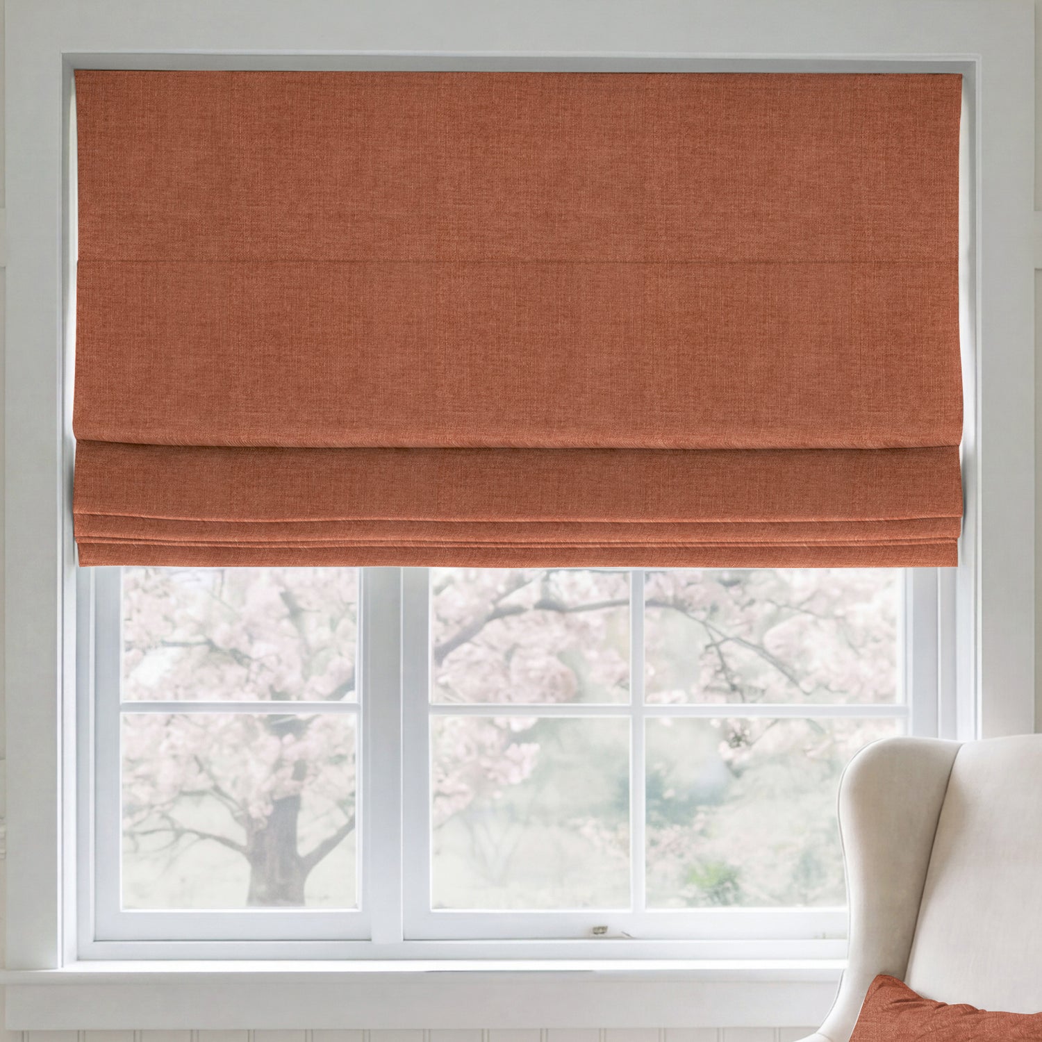 ANTE DECOR Chelsea Chenille Made To Measure Roman Blind Orange