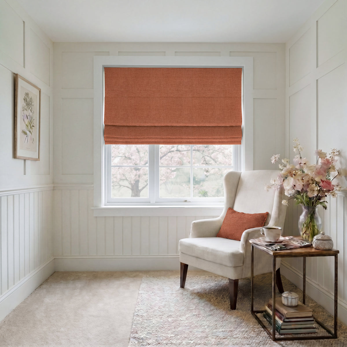ANTE DECOR Chelsea Chenille Made To Measure Roman Blind Orange