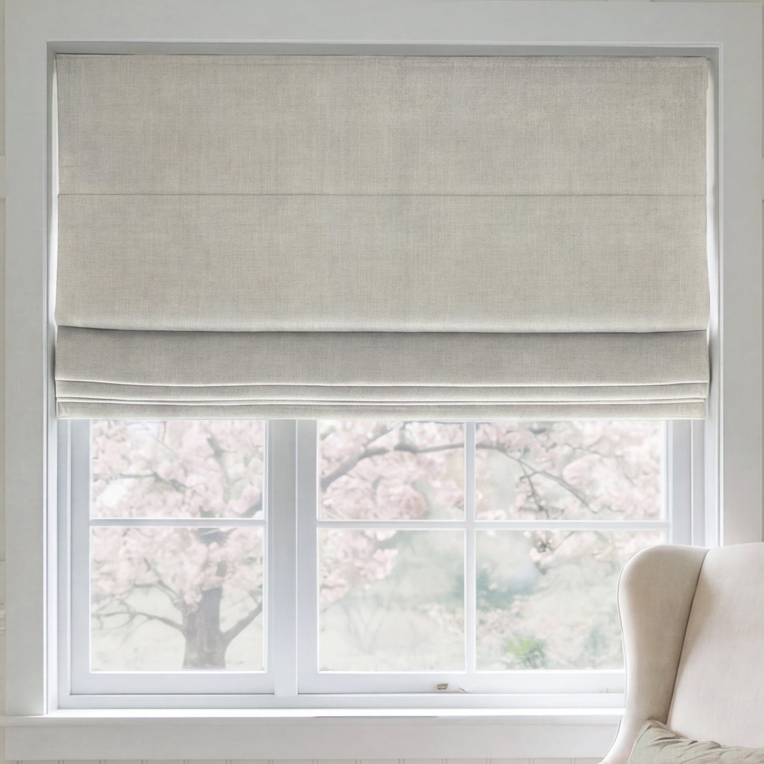 ANTE DECOR Chelsea Chenille Made To Measure Roman Blind Pearl