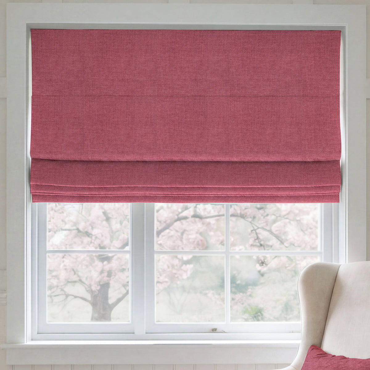ANTE DECOR Chelsea Chenille Made To Measure Roman Blind Red