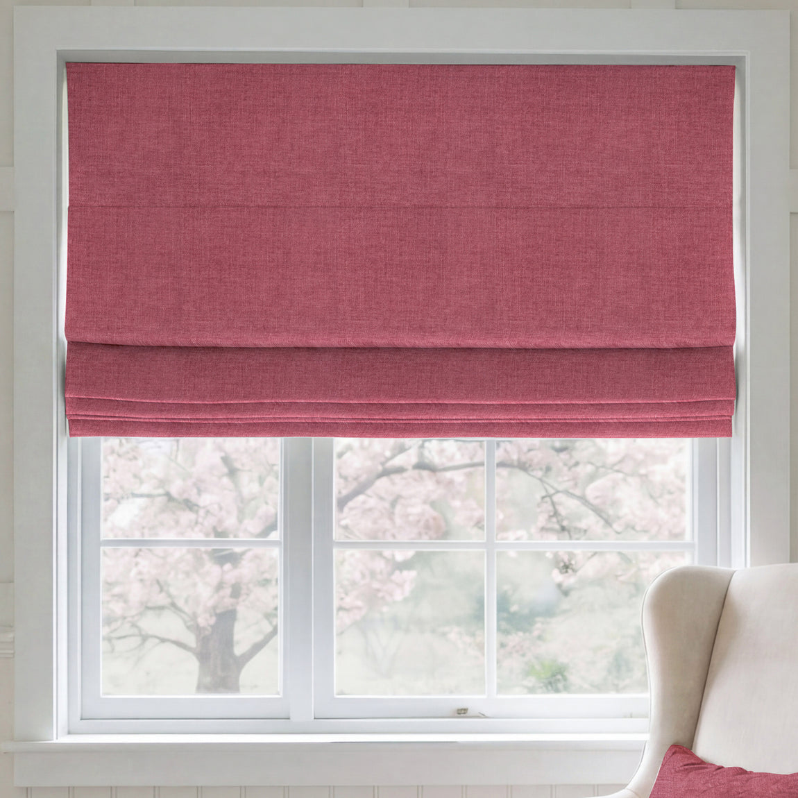 ANTE DECOR Chelsea Chenille Made To Measure Roman Blind Red