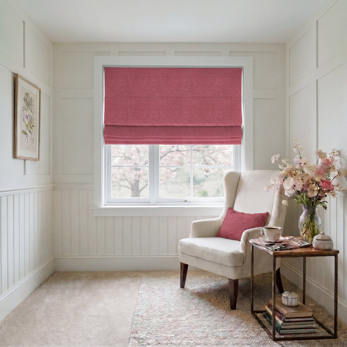 ANTE DECOR Chelsea Chenille Made To Measure Roman Blind Red