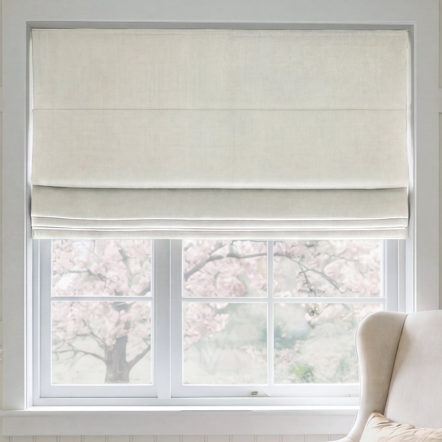 ANTE DECOR Chelsea Chenille Made To Measure Roman Blind White