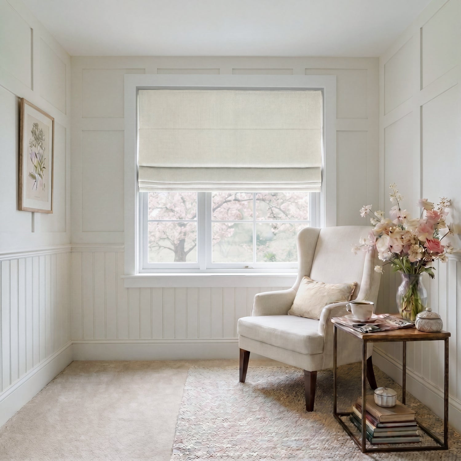 ANTE DECOR Chelsea Chenille Made To Measure Roman Blind White