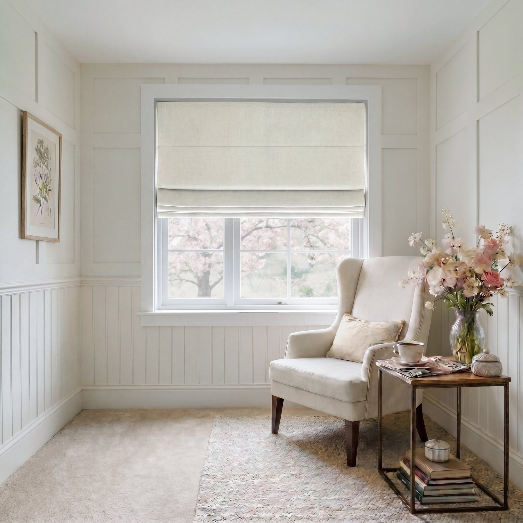 ANTE DECOR Chelsea Chenille Made To Measure Roman Blind White