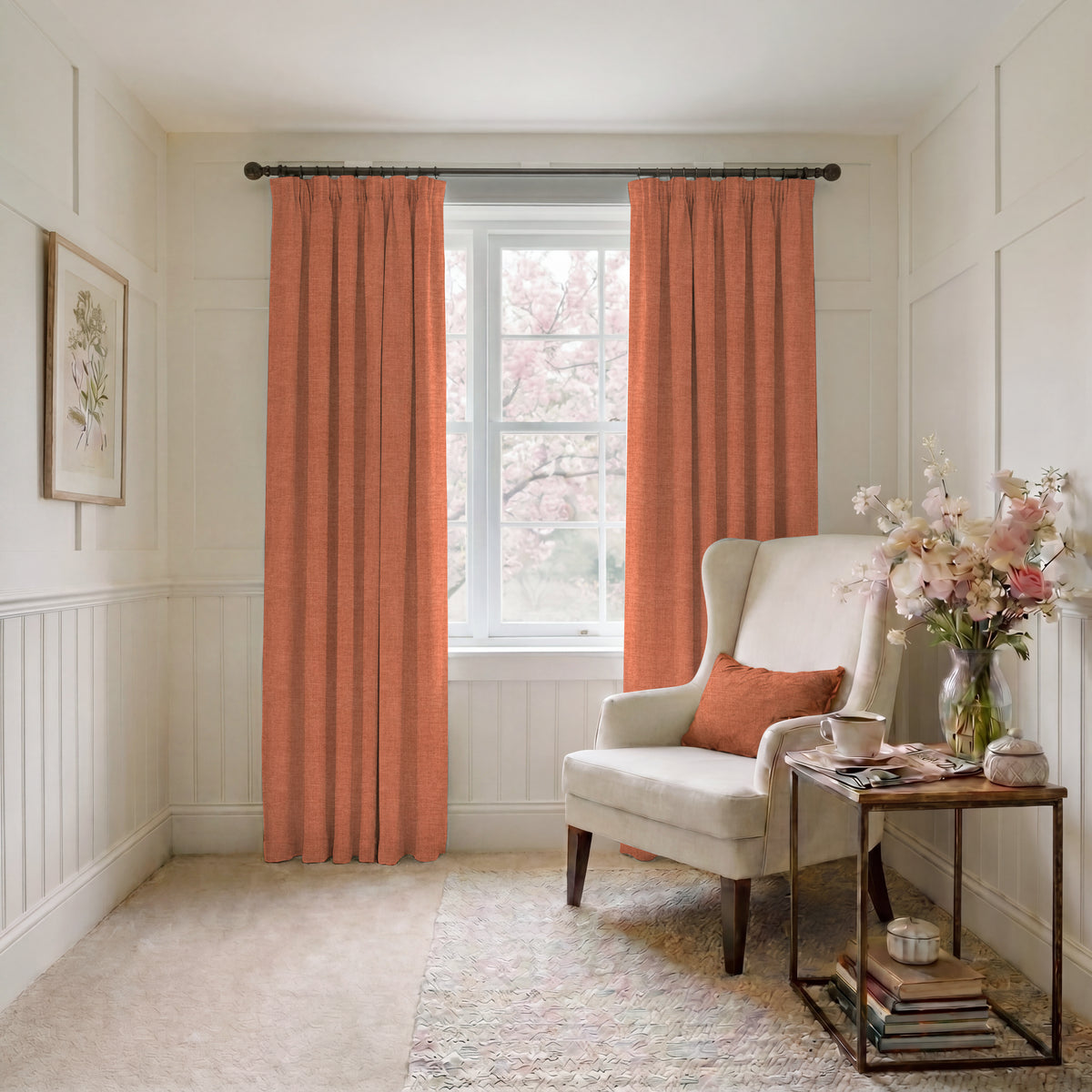 ANTE DECOR Chelsea Chenille Made To Measure Curtains Orange