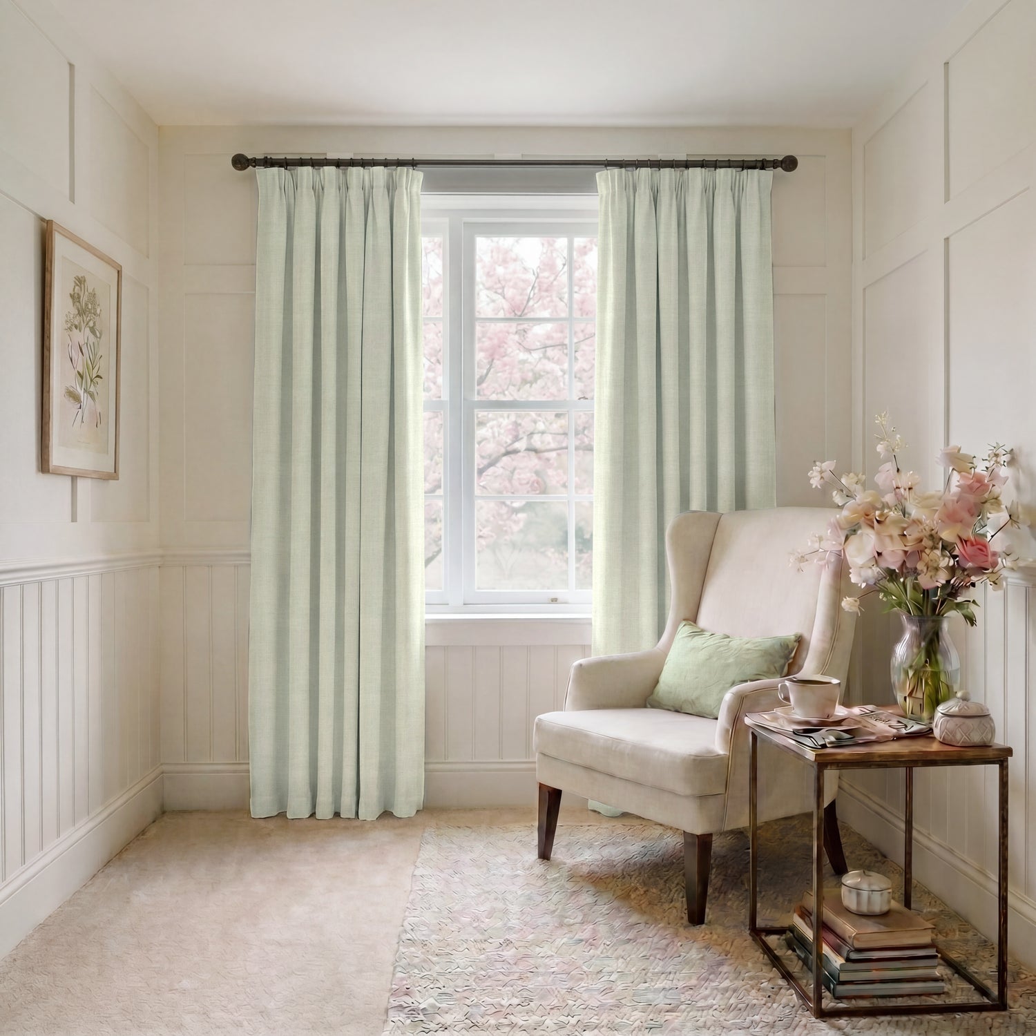 ANTE DECOR Chelsea Chenille Made To Measure Curtains Pearl