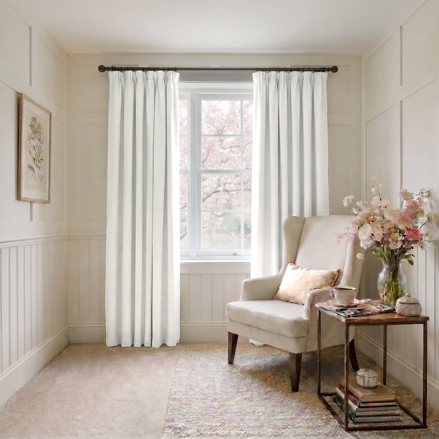 ANTE DECOR Chelsea Chenille Made To Measure Curtains White
