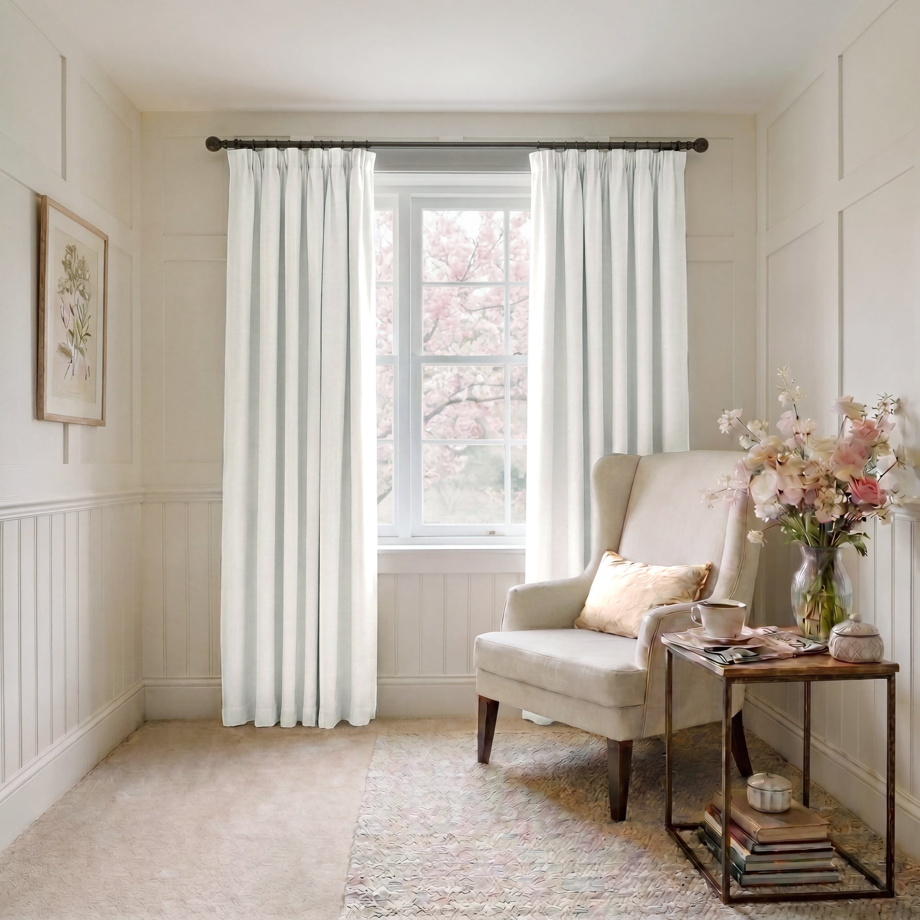 ANTE DECOR Chelsea Chenille Made To Measure Curtains White