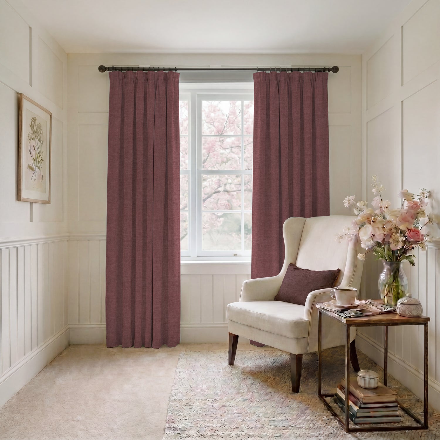 ANTE DECOR Chelsea Chenille Made To Measure Curtains Wine