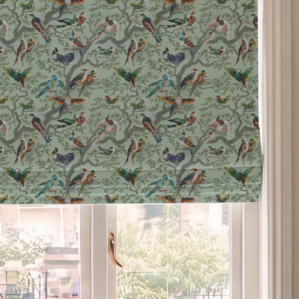 HOUSE Llewelyn-Bowen Birdity Absurdity Printed Made To Measure Roman Blind Emerald
