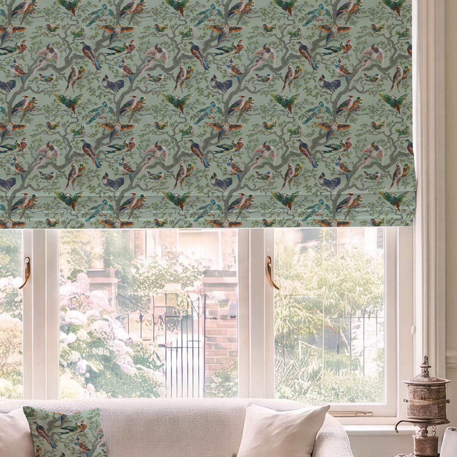 HOUSE Llewelyn-Bowen Birdity Absurdity Printed Made To Measure Roman Blind Emerald