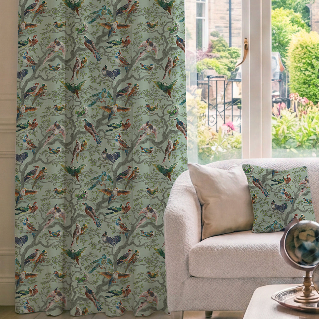 HOUSE Llewelyn-Bowen Birdity Absurdity Printed Made To Measure Curtains Emerald