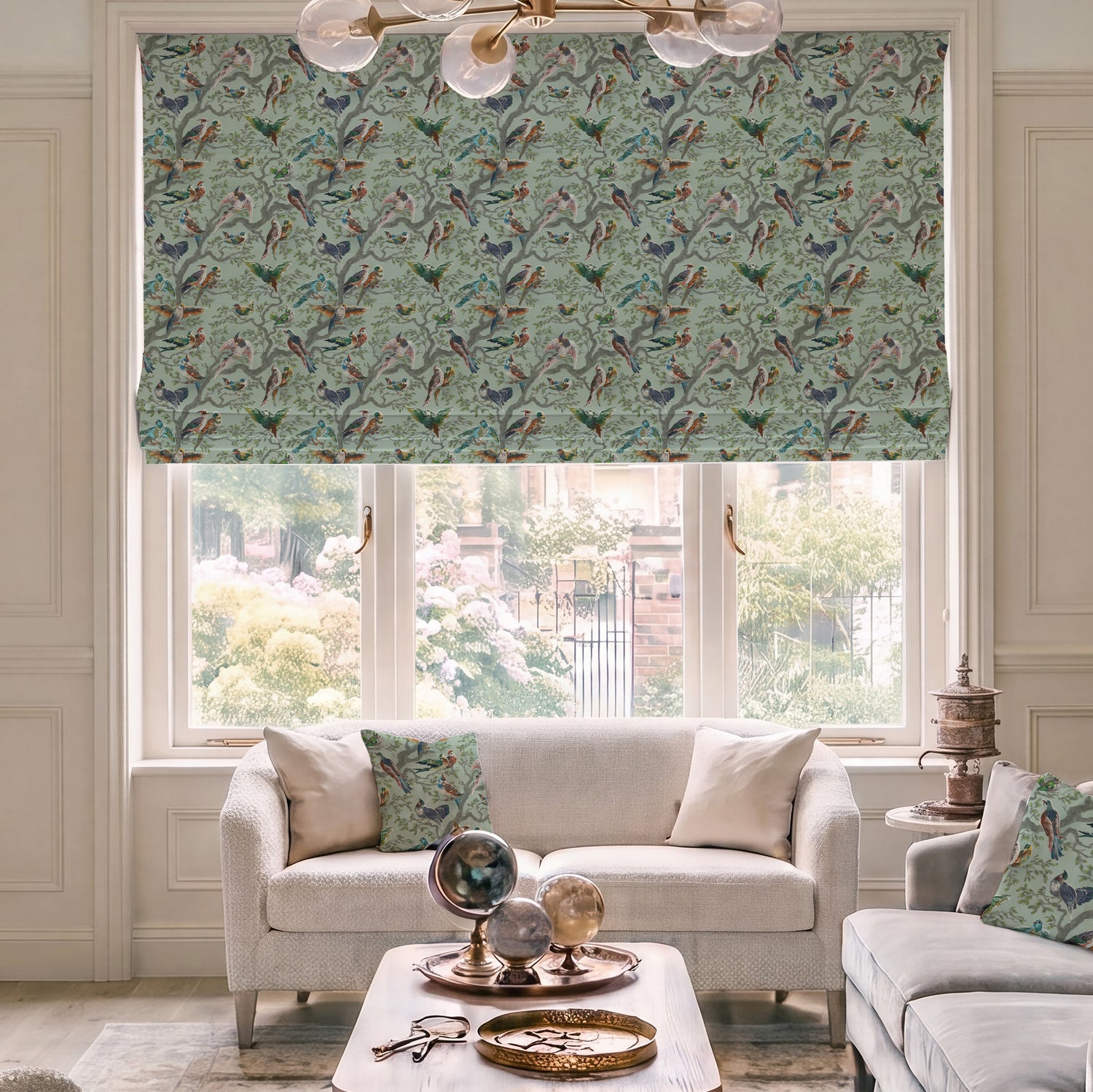 HOUSE Llewelyn-Bowen Birdity Absurdity Printed Made To Measure Roman Blind Emerald