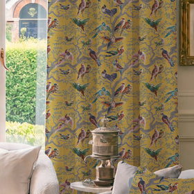 HOUSE Llewelyn-Bowen Birdity Absurdity Printed Made To Measure Curtains Yellow