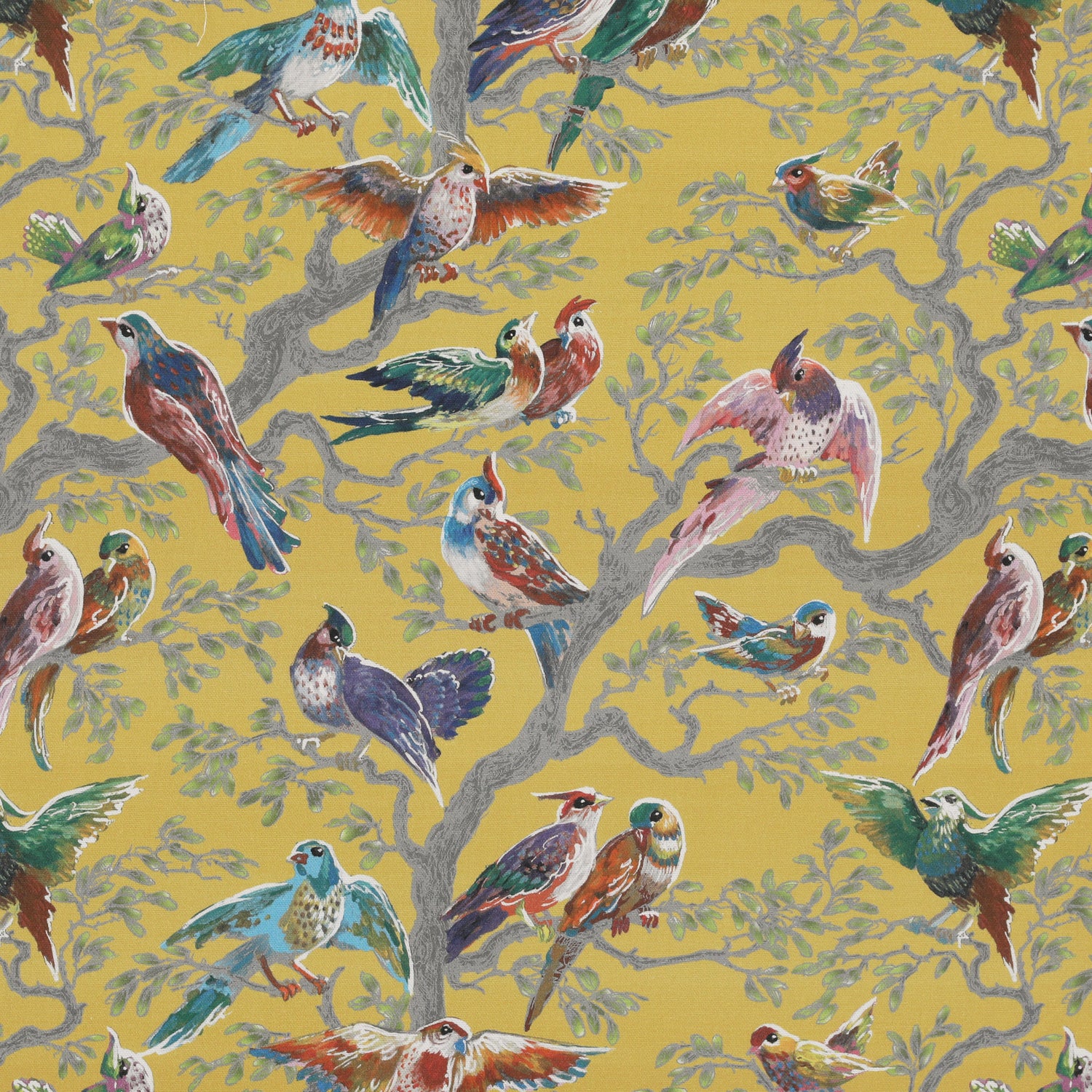 HOUSE Llewelyn-Bowen Birdity Absurdity Printed Fabric Yellow