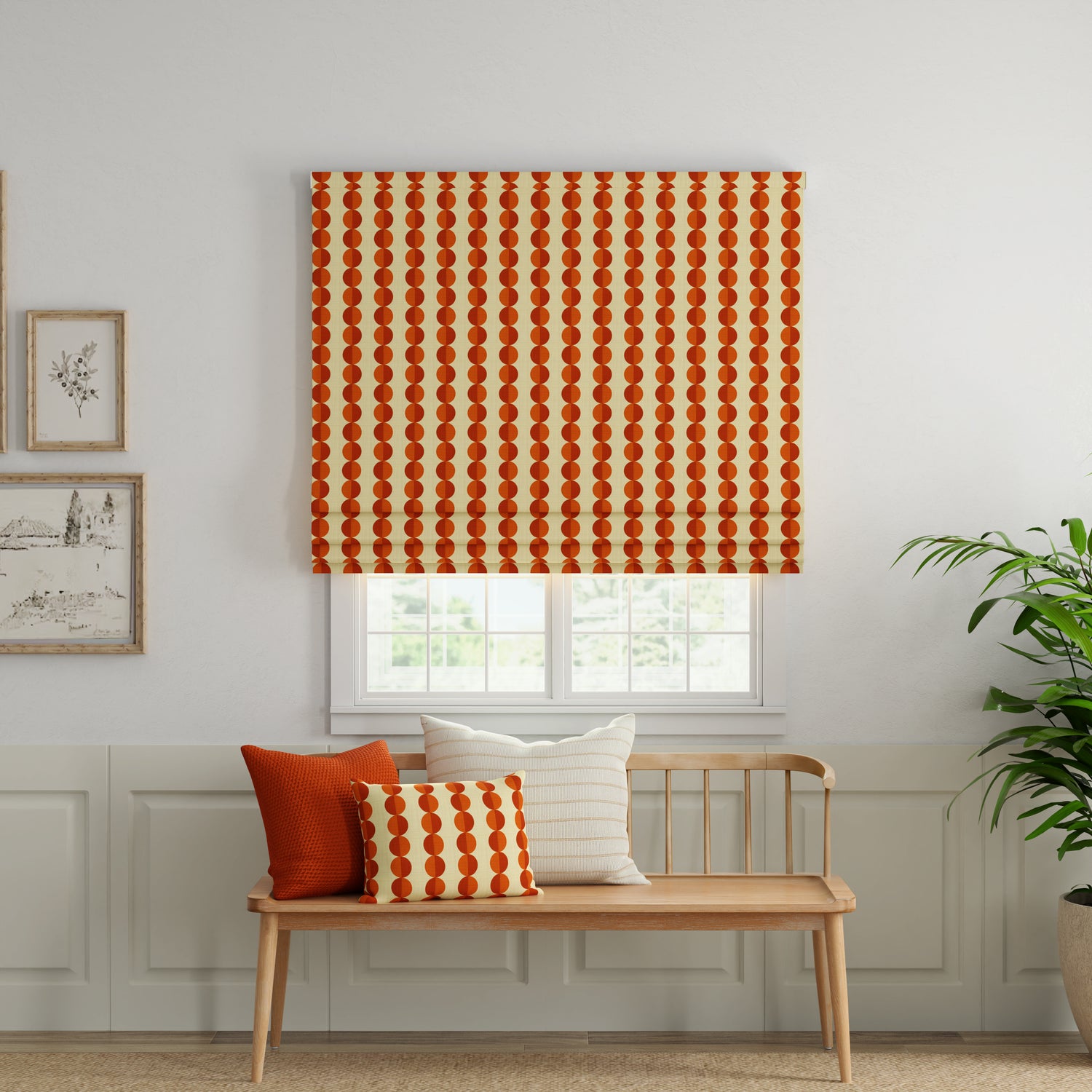 ANTE DECOR Valencia Printed Cotton Made To Measure Roman Blind Burnt Umber