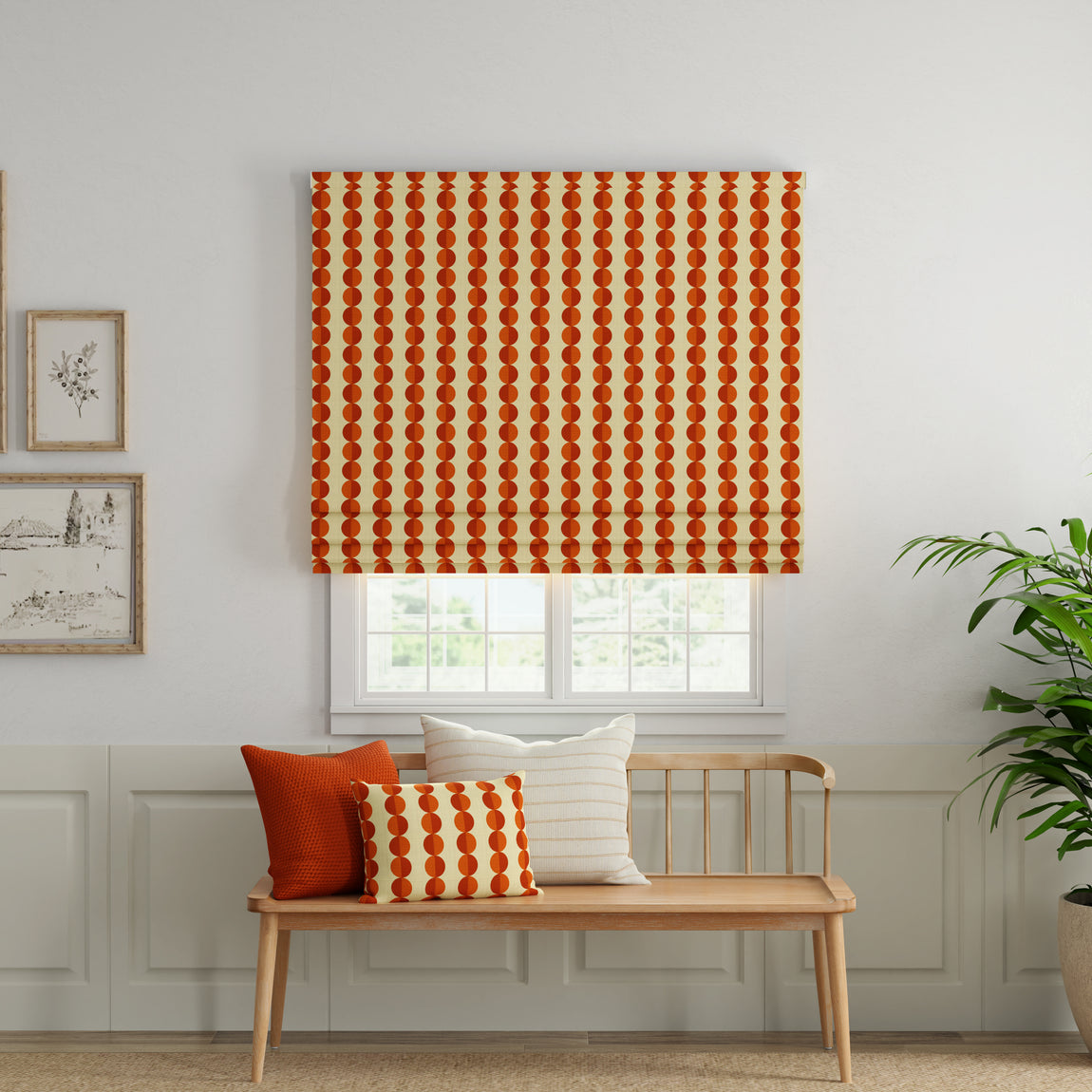 ANTE DECOR Valencia Printed Cotton Made To Measure Roman Blind Burnt Umber