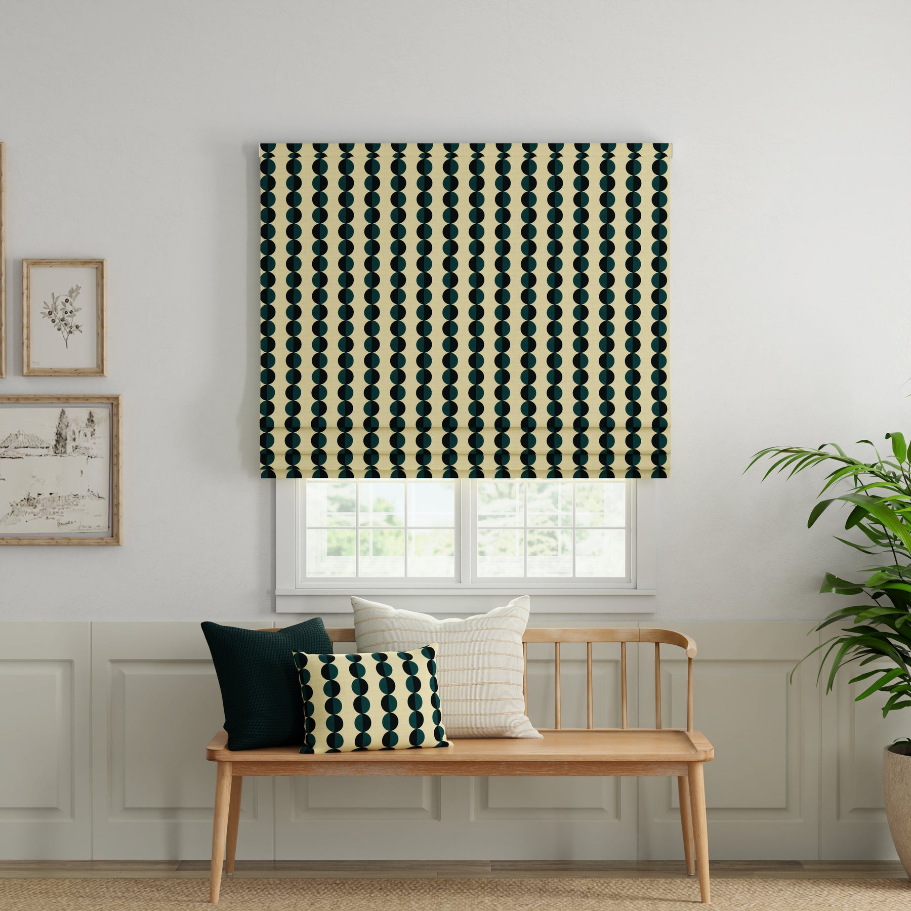 ANTE DECOR Valencia Printed Cotton Made To Measure Roman Blind Lapis