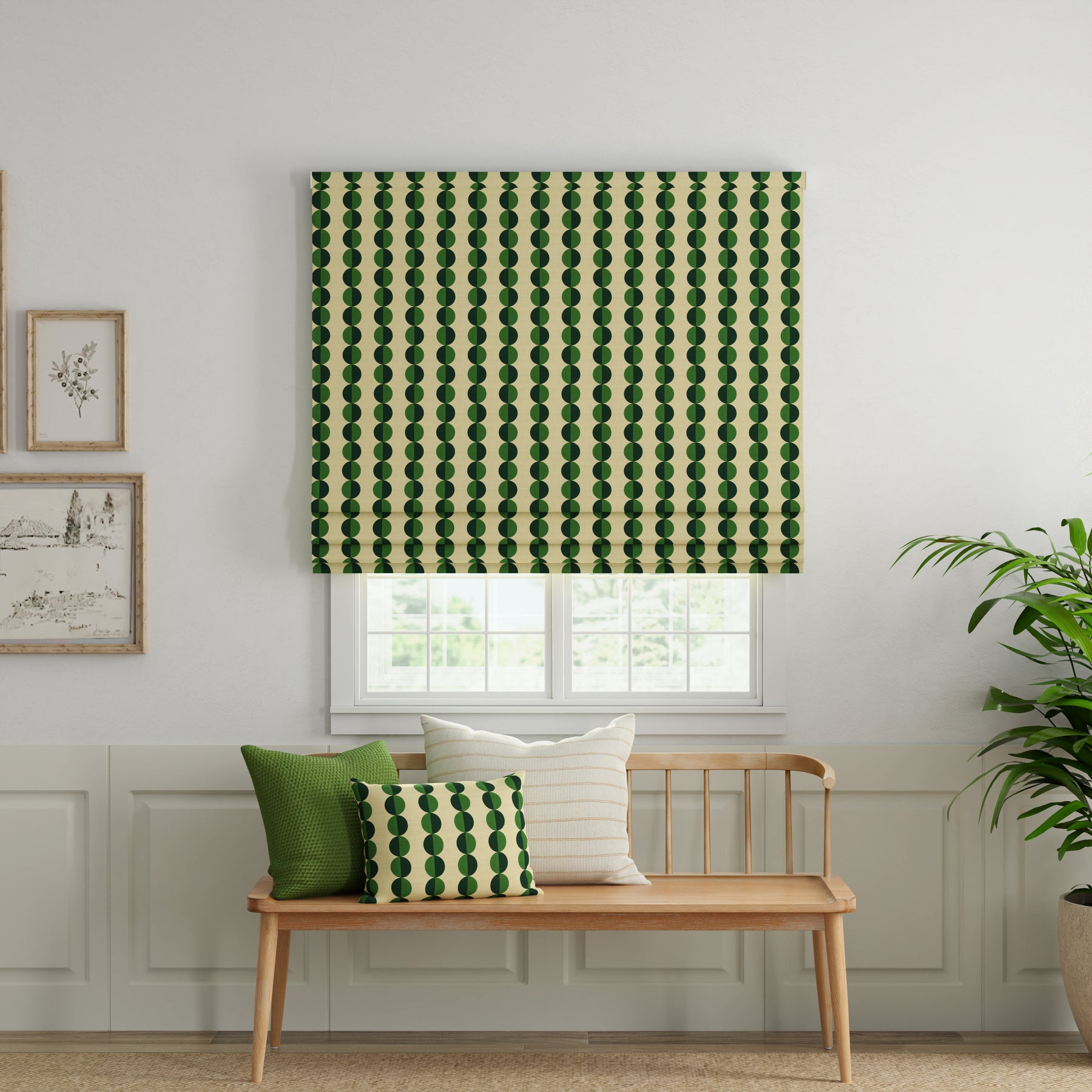 ANTE DECOR Valencia Printed Cotton Made To Measure Roman Blind Emerald