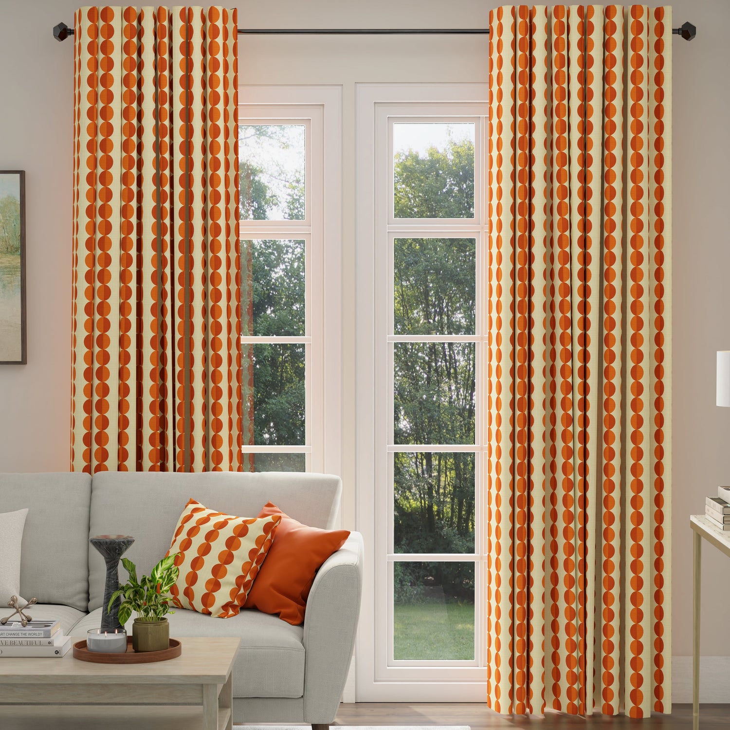 ANTE DECOR Valencia Printed Cotton Made To Measure Curtains Burnt Umber
