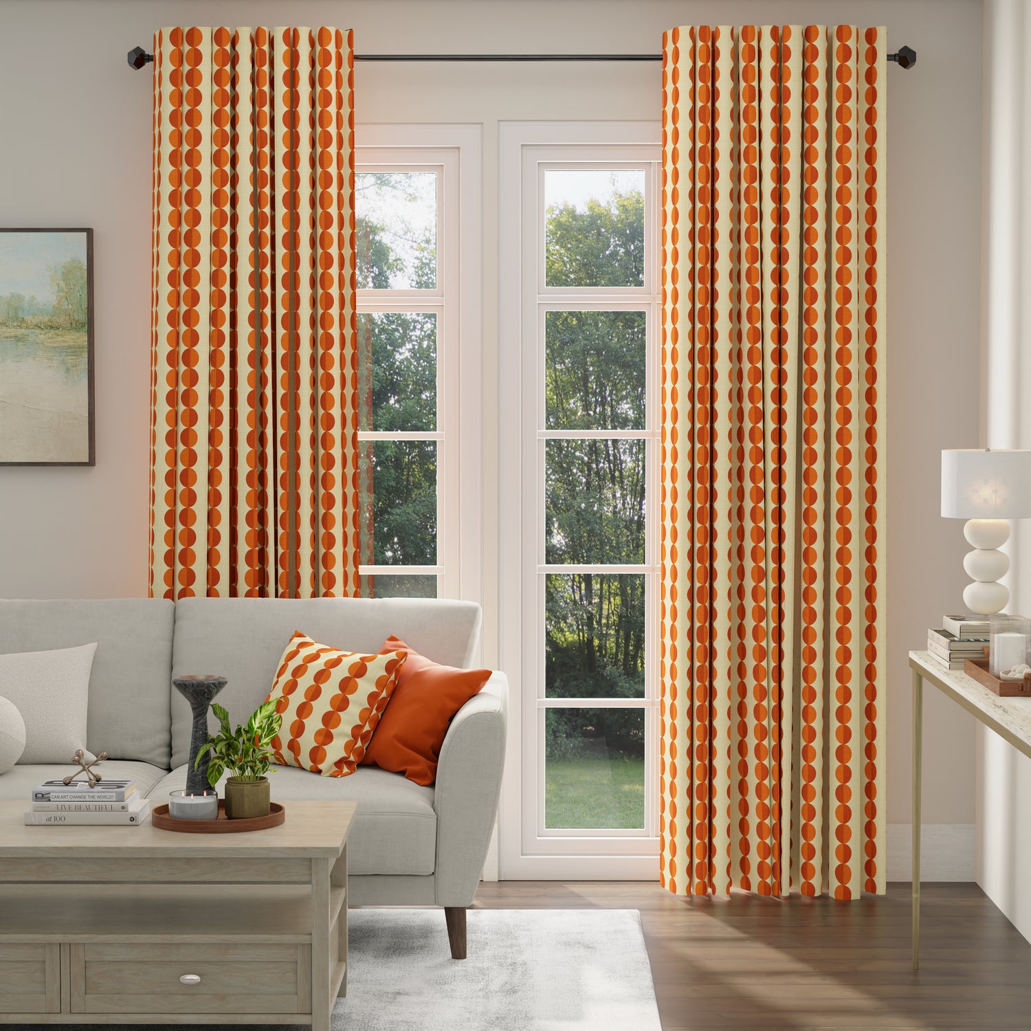 ANTE DECOR Valencia Printed Cotton Made To Measure Curtains Burnt Umber
