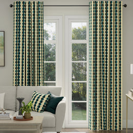 ANTE DECOR Valencia Printed Cotton Made To Measure Curtains Lapis