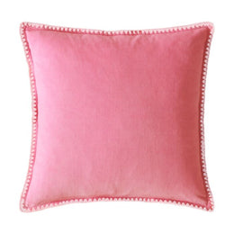 Bluebellgray Blanket Stitch Velvet 45cm x 45cm Filled Cushion Coral Pink
