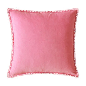 Bluebellgray Blanket Stitch Velvet 45cm x 45cm Filled Cushion Coral Pink