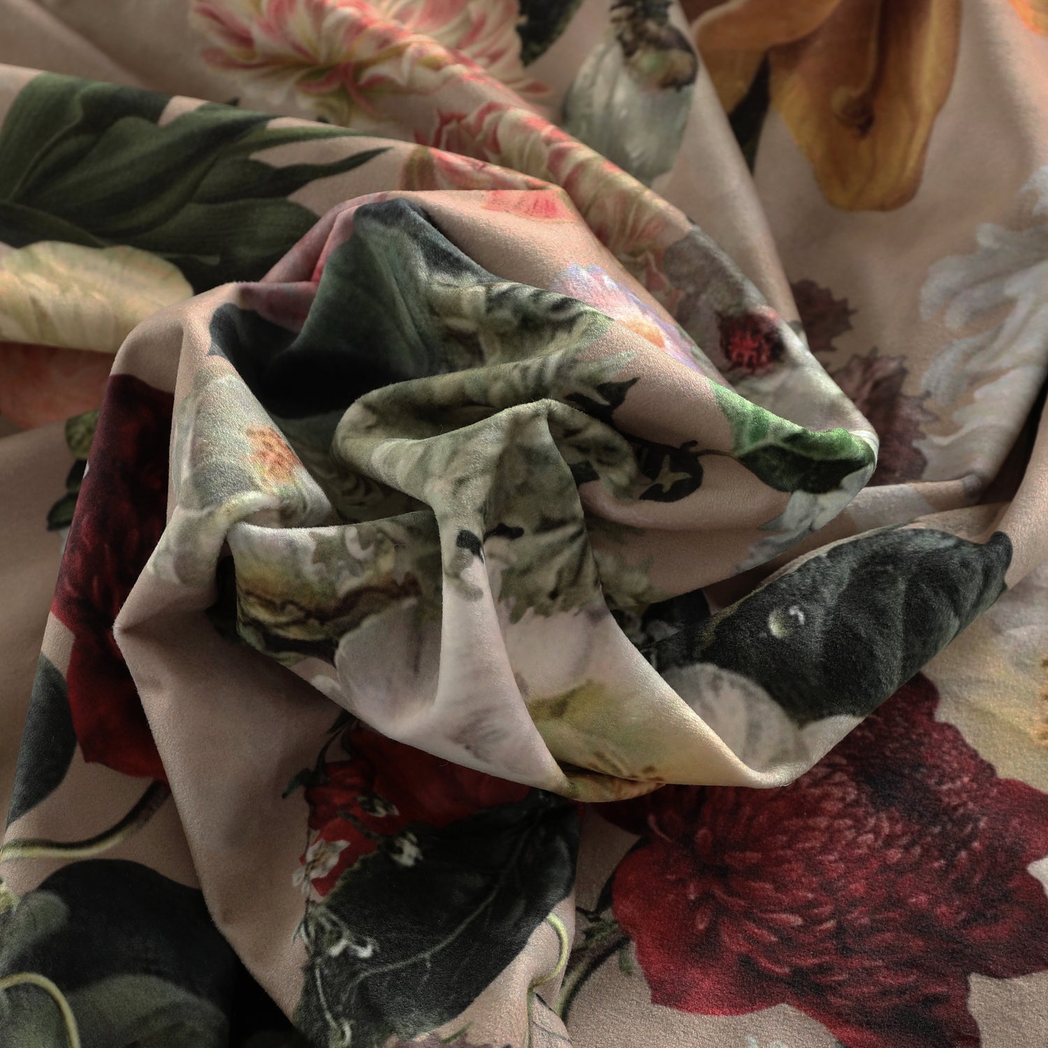 Linda Barker Florabunda Velvet Fabric Parchment