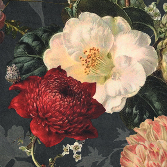 Linda Barker Florabunda Velvet Fabric Carbon