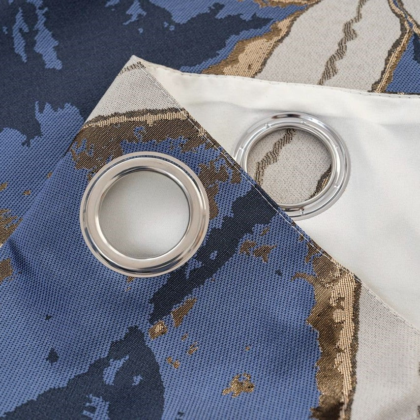 Matrix Ready Made Eyelet Blockout Curtains Blue