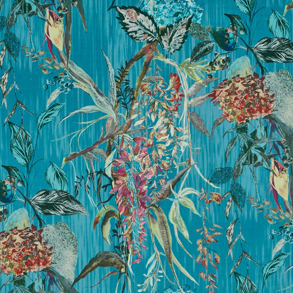 Prestigious Textiles Botanist Velvet Fabric Peacock