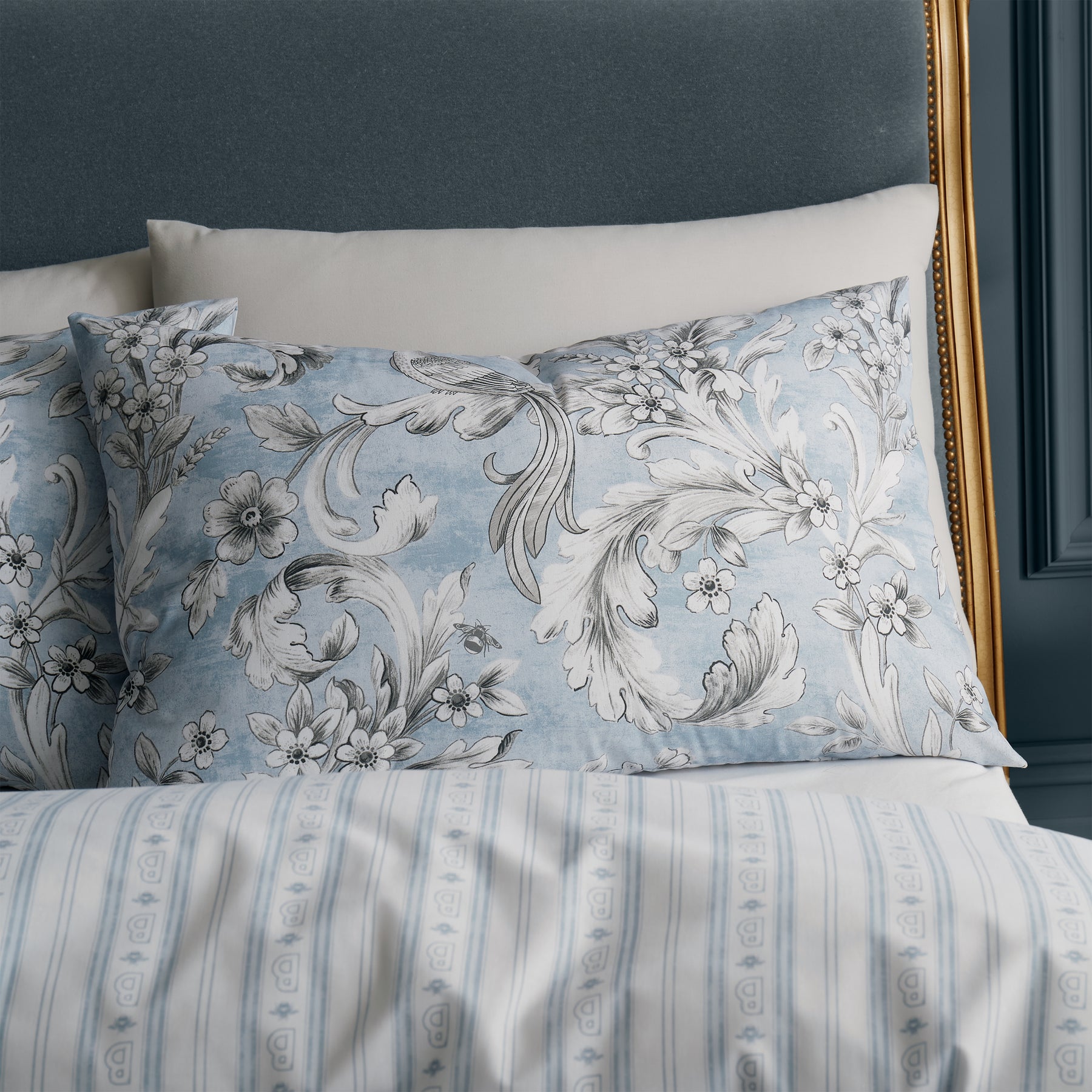 Blue Bridgerton Regal Floral Duvet Cover Bedding Set Terrys